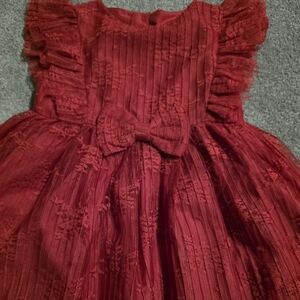 Pippa & Julie Crimson Lace Tulle Bow Formal Dress